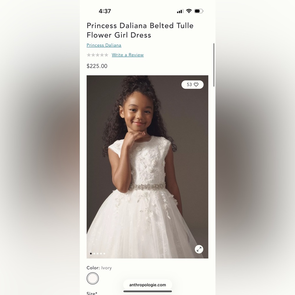Anthropologie Daliana Belted Tulle Flower Girl Dresses - sizes 2 and 6 LIKE NEW